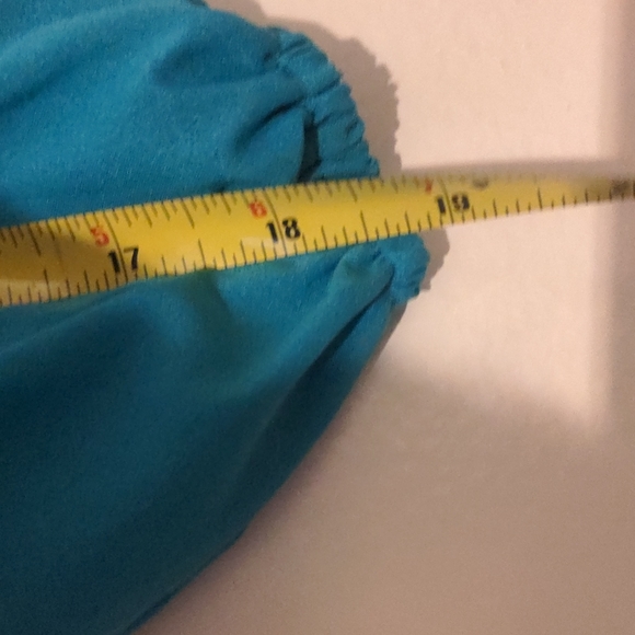 Teal color cuffed button up blouse top non branded no size no label top - Picture 8 of 10